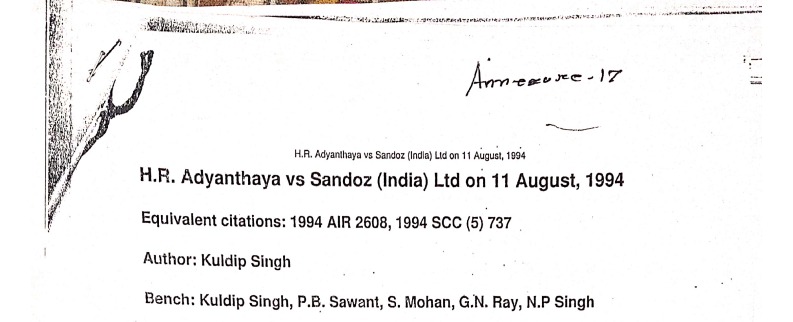 H.R. Adyanthaya vs Sandoz (Indla) Ltd on 11 August, 1994