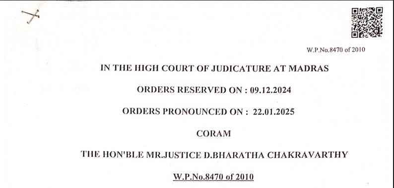 IN THE HIGH COURT OF JUDICATURE AT MADRAS